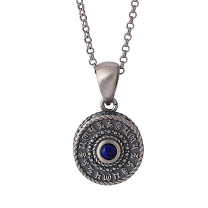 Buddha Stones 925 Sterling Silver Om Mani Padme Hum Lazurite Love Peace Necklace Pendant