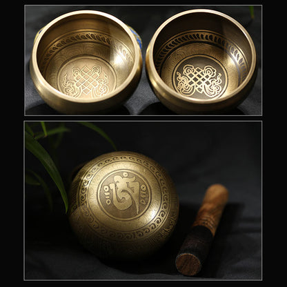 Buddha Stones Tibetan Meditation Sound Bowl Handcrafted for Healing and Mindfulness Singing Bowl Set
