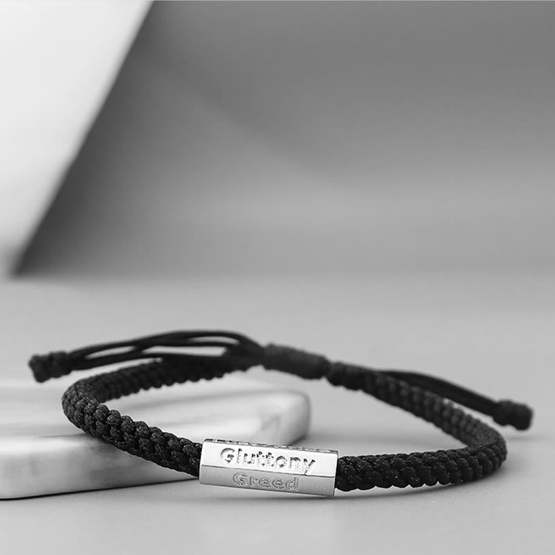 Buddha Stones Seven Deadly Sins Seven Virtues Braided String Bracelet