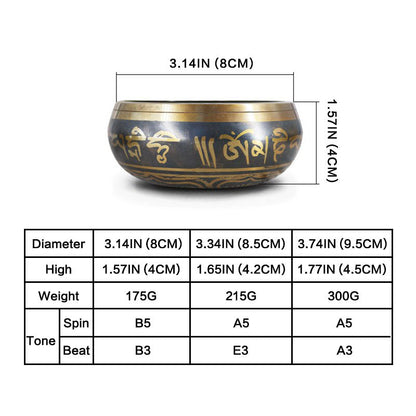 Buddha Stones Tibetan Meditation Bowl for Healing and Mindfulness Om Mani Padme Hum Singing Bowl