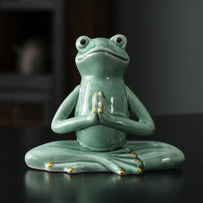 Buddha Stones Meditating Ceramic Zen Frog Statue Decoration