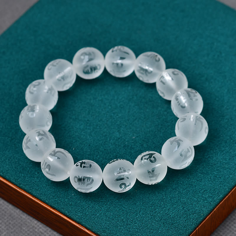 FREE Today: Open The Mind Tibet White Crystal Black Onyx Om Mani Padme Hum Meditation Bracelet