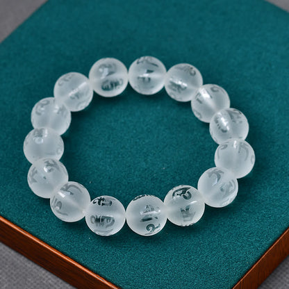 FREE Today: Open The Mind Tibet White Crystal Black Onyx Om Mani Padme Hum Meditation Bracelet