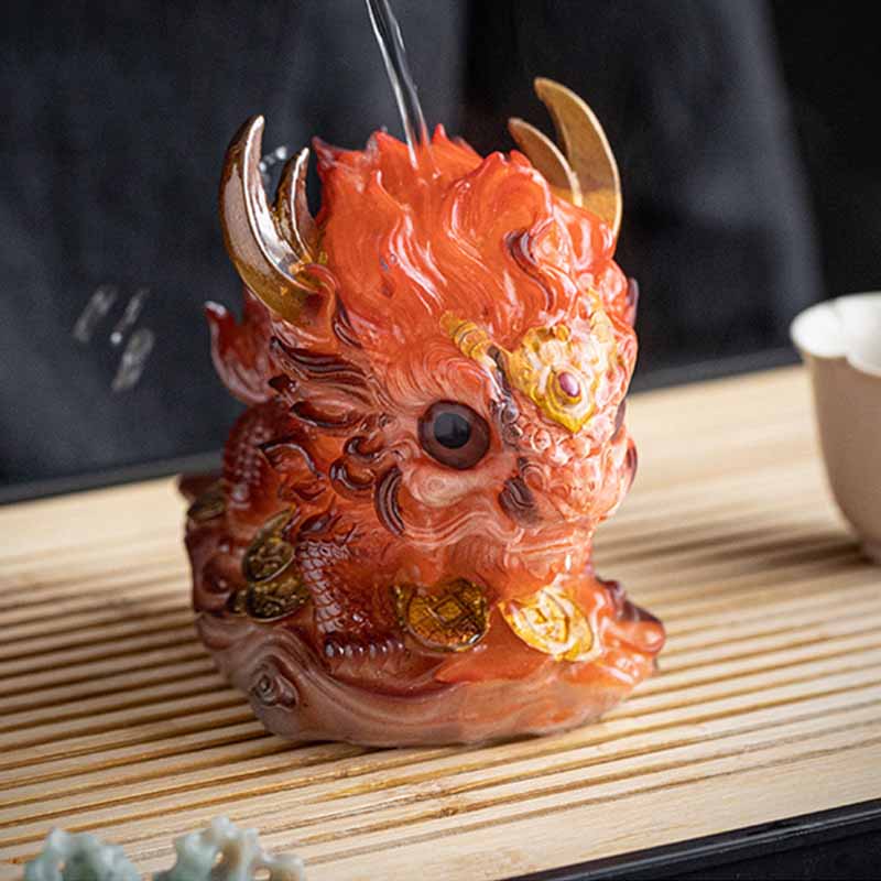 Buddha Stones Color Changing Small Kirin Resin Tea Pet Home Figurine Decoration