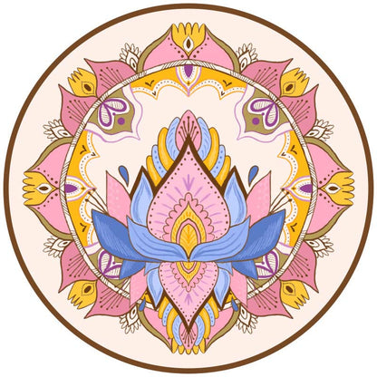 Buddha Stones Tibetan Lotus Mandala Enlightenment Foldable Natural Rubber Yoga Mat Decoration